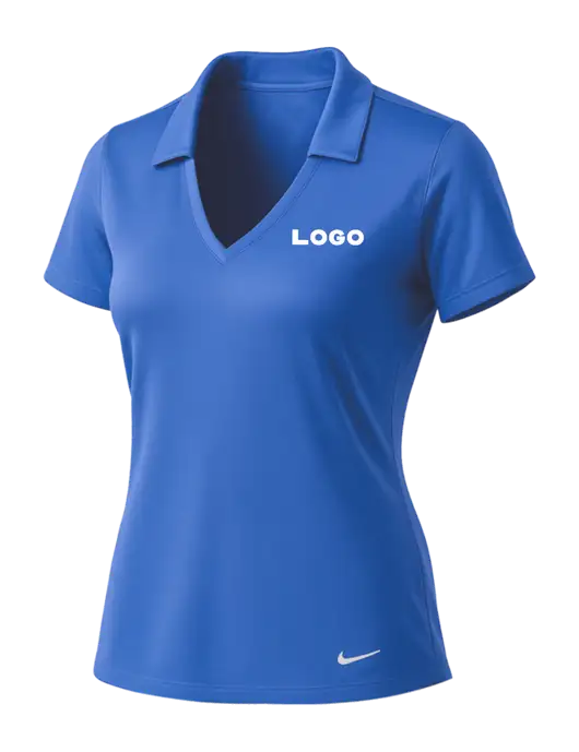 NIKE Light Royal Womens Dri-Fit Vertical Mesh Polo w/Logo