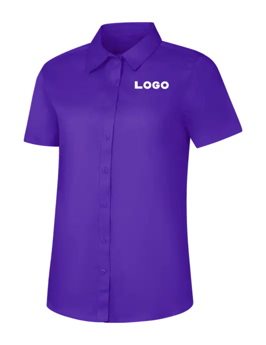 Womens Purple Short Sleeve Superpro React Twill Shirt w/Logo