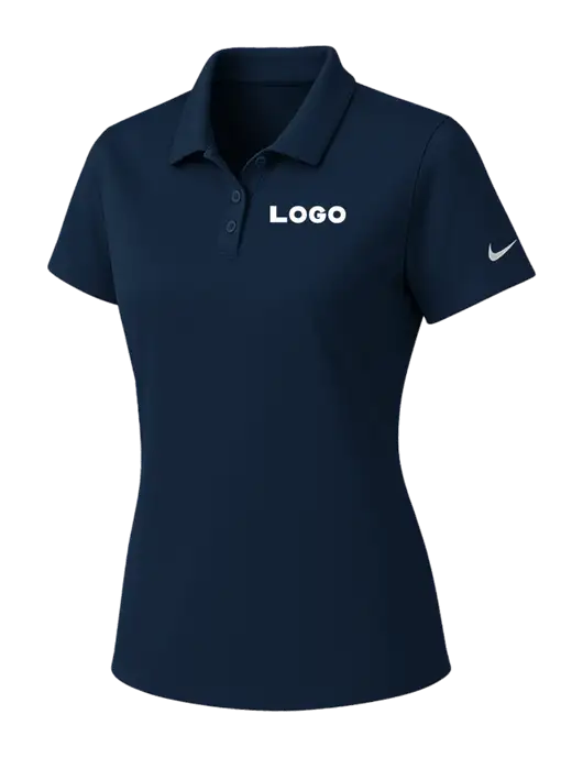 Nike Womens Navy Dry Essential Solid Polo w/Logo