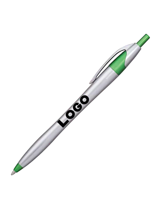Novella Green/Chrome Bright Pen - Blue Ink w/Logo