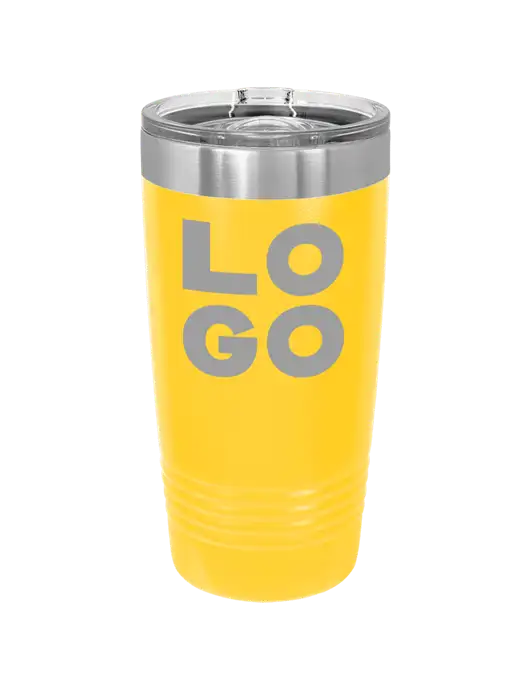 Polar Camel 20 oz Powder Coated Yellow Vacuum Insulated Tumbler w/Logo