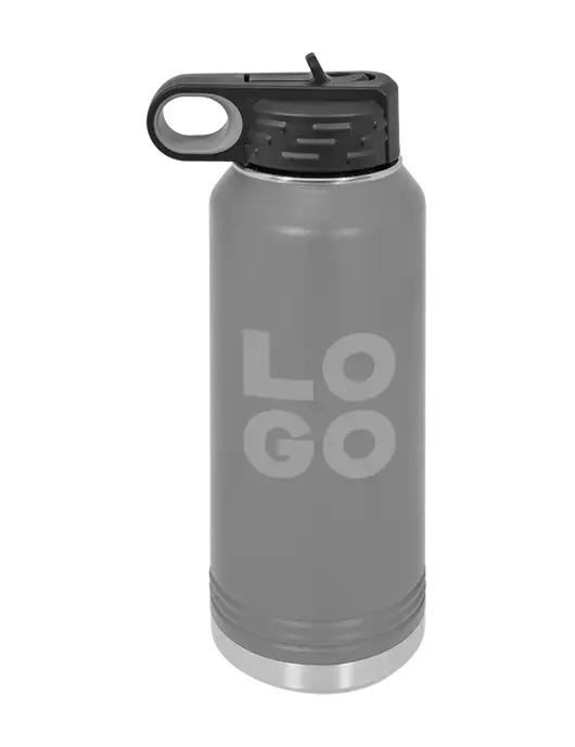Polar Camel 32 oz Powder Coated Grey Vacuum Insulated Water Bottle w/Logo