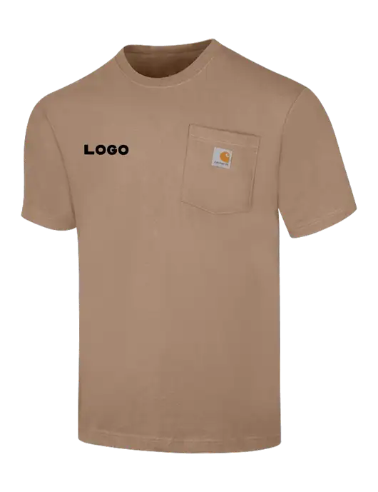 Carhartt Loose Fit Workwear Dark Tan Short Sleeve Pocket T-Shirt w/Logo