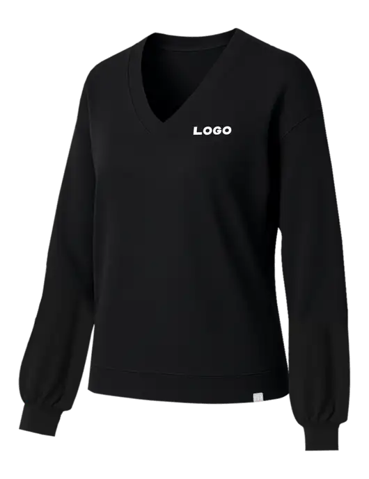 TravisMathew Womens Long Weekend Black V-Neck
 w/Logo