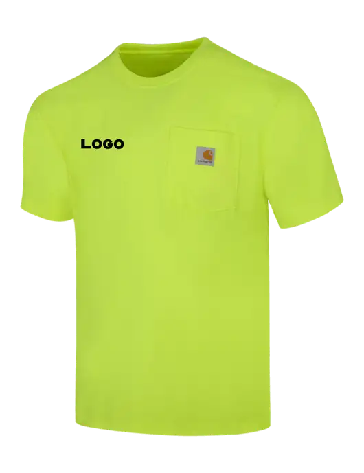Carhartt Loose Fit Workwear Safety Yellow Short Sleeve Pocket T-Shirt w/Logo