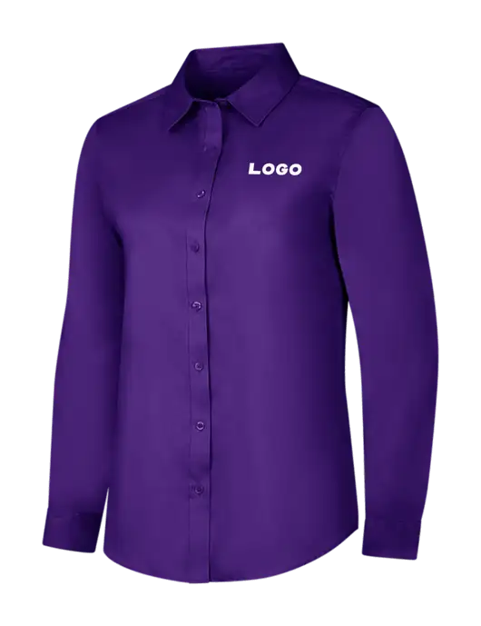 Purple Womens Long Sleeve Superpro React Twill Shirt w/Logo