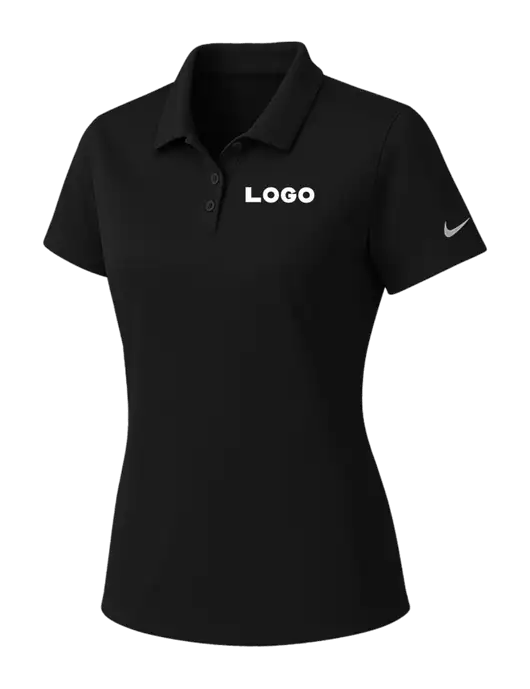 Nike Womens Black Dry Essential Solid Polo w/Logo