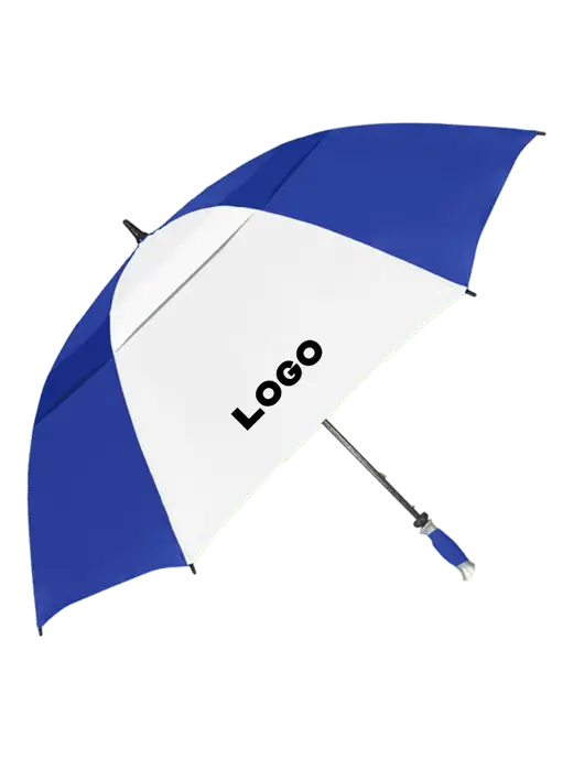 Royal/White Vented Typhoon Tamer Golf Umbrella w/Logo