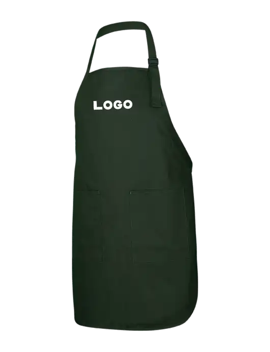 Full-Length Dark Green Apron With Pockets w/Logo
