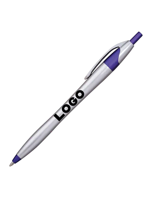Novella Purple/Chrome Bright Pen - Blue Ink w/Logo