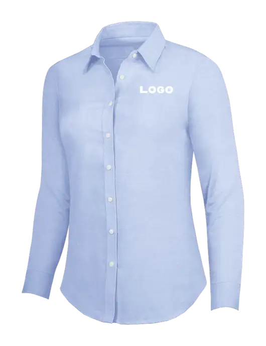 Light Blue Womens SuperPro Oxford Shirt w/Logo