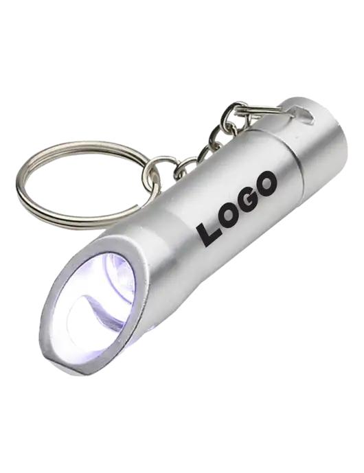 Silver Pocket LED Flashlight with Bottle Opener & Keychain w/Logo