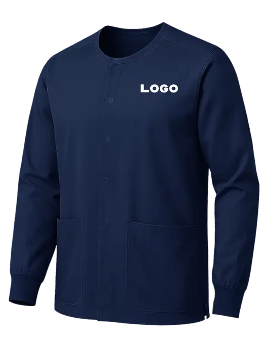 Wink Navy Unisex WorkFlex Snap-Front Scrub Jacket w/Logo
