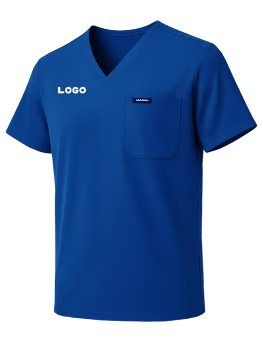 Jaanuu Holmes Everyday 1-Pocket Scrub Royal Blue V-Neck Top w/Logo