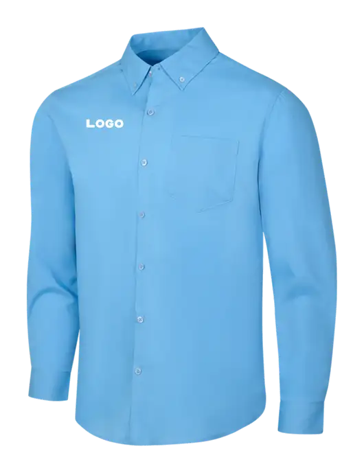 Carolina Blue Long Sleeve Carefree Poplin Shirt w/Logo