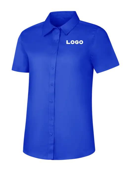 Womens Short Sleeve Dark Royal Superpro React Twill Shirt w/Logo