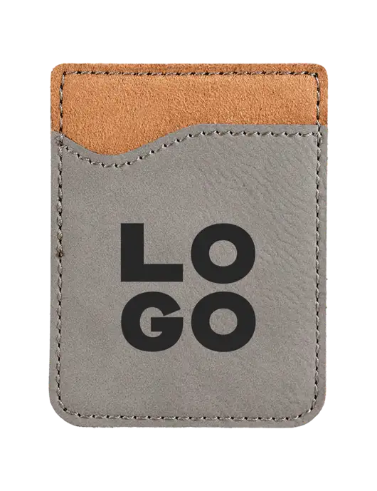 Grey Laserable Leatherette Phone Wallet w/Logo
