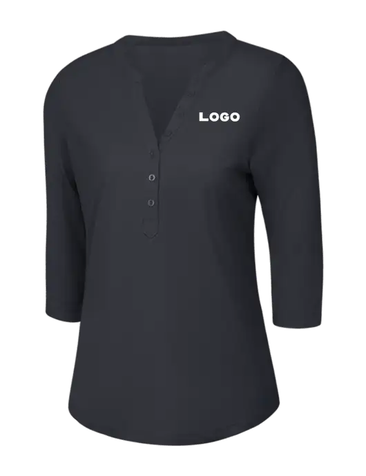 OGIO Charcoal Grey Jewel Henley w/Logo
