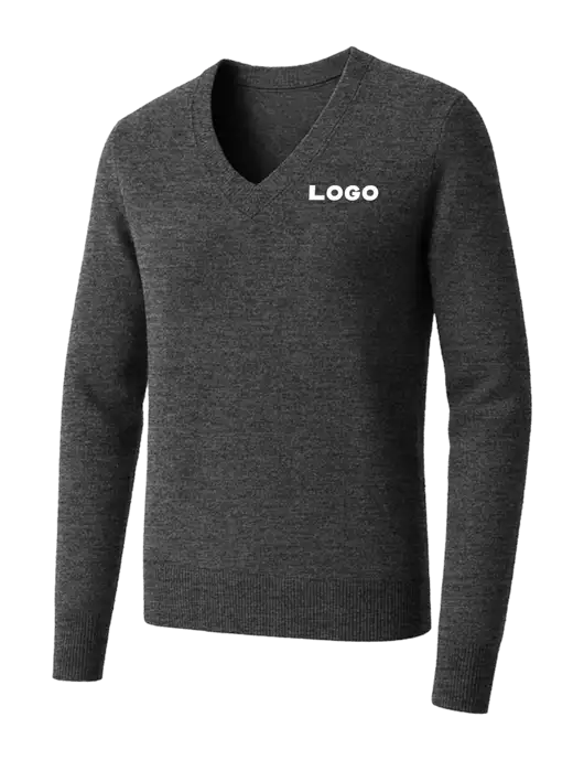 Brooks Brothers Womens Medium Grey Heather Washable Merino V-Neck Sweater w/Logo
