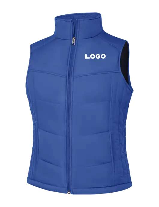 Womens Dark Royal Blue/Black Puffy Vest w/Logo