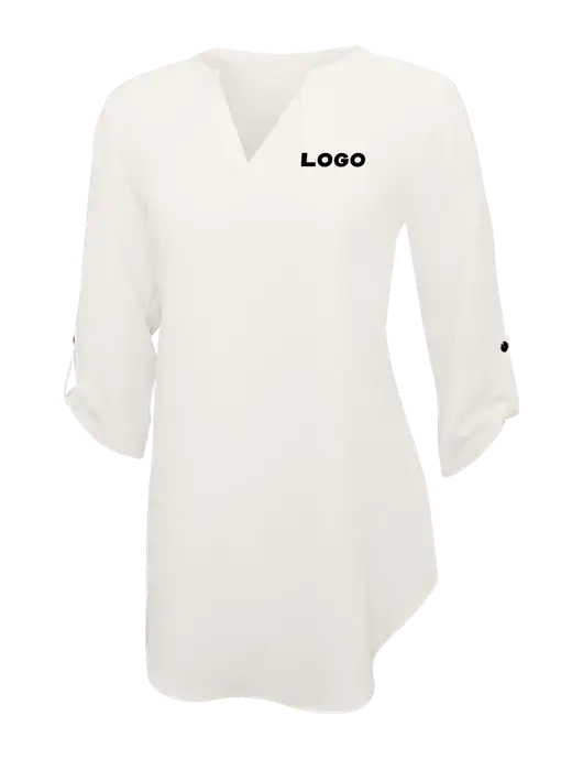 Ivory Womens 3/4 Sleeve Tunic Blouse w/Logo
