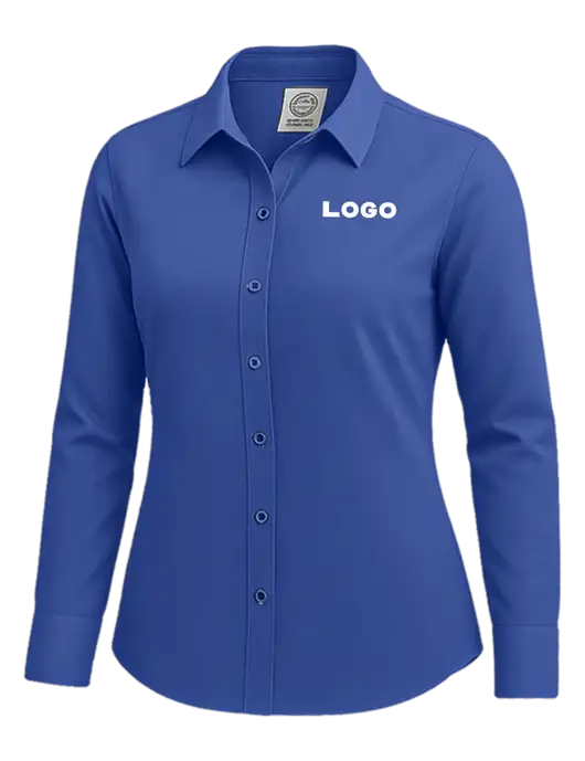 Brooks Brothers Womens Royal Blue Wrinkle-Free Stretch Nailhead Shirt w/Logo