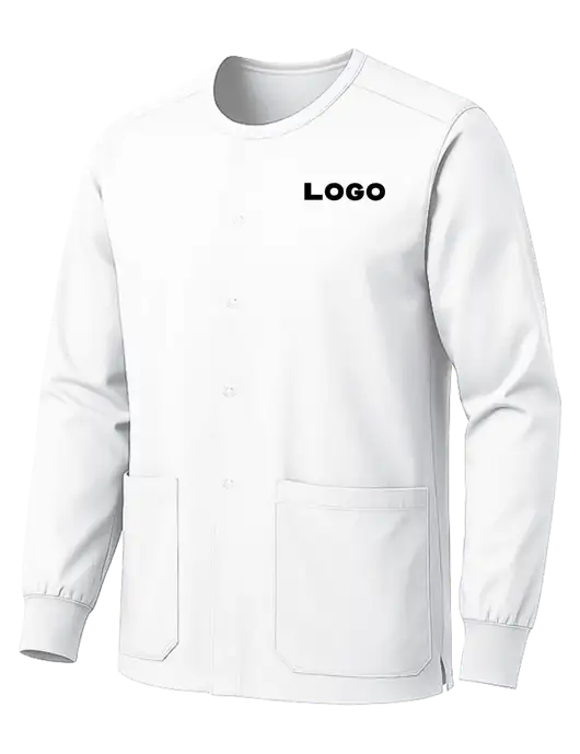 Wink White Unisex WorkFlex Snap-Front Scrub Jacket w/Logo