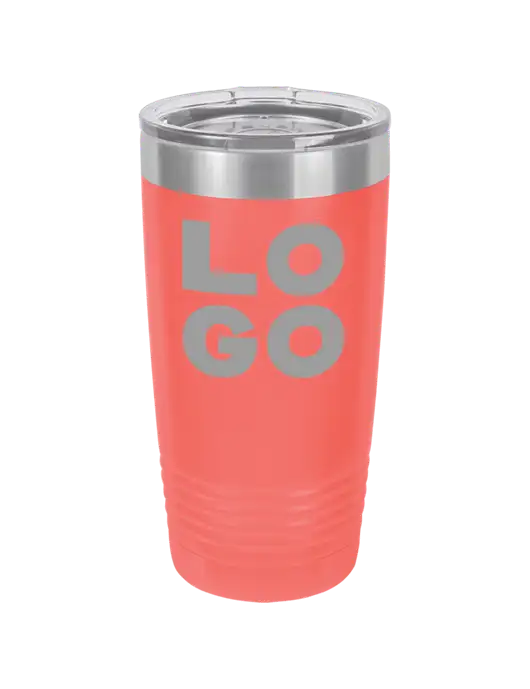 Polar Camel 20 oz Powder Coated Coral Vacuum Insulated Tumbler w/Logo