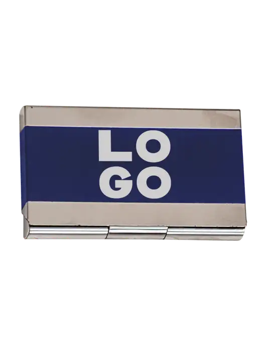 Blue 3.75 x 2.5 Business Card Holder w/Logo