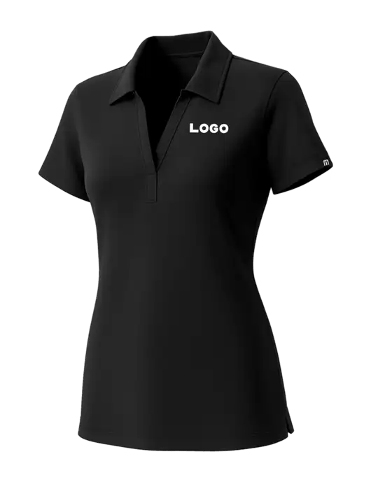 TravisMathew Womens Black Glenview Solid Polo w/Logo
