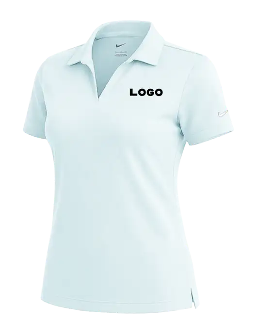 NIKE Very Light Blue Womens Dri-Fit Micro Pique Polo w/Logo