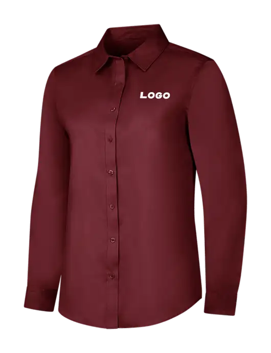 Maroon Womens Long Sleeve Superpro React Twill Shirt w/Logo