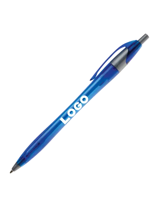 Novella Translucent Blue/Silver Jewel Pen - Blue Ink w/Logo