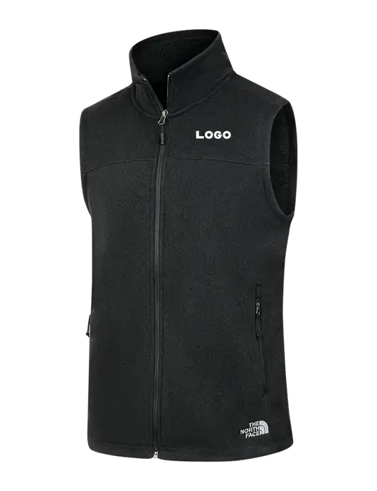 North Face Black Heather Sweater Fleece Vest  w/Logo