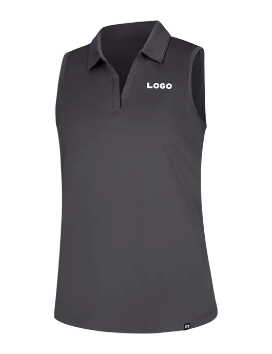 TravisMathew Womens Dark Medium Grey Coto Performance Sleeveless Polo w/Logo