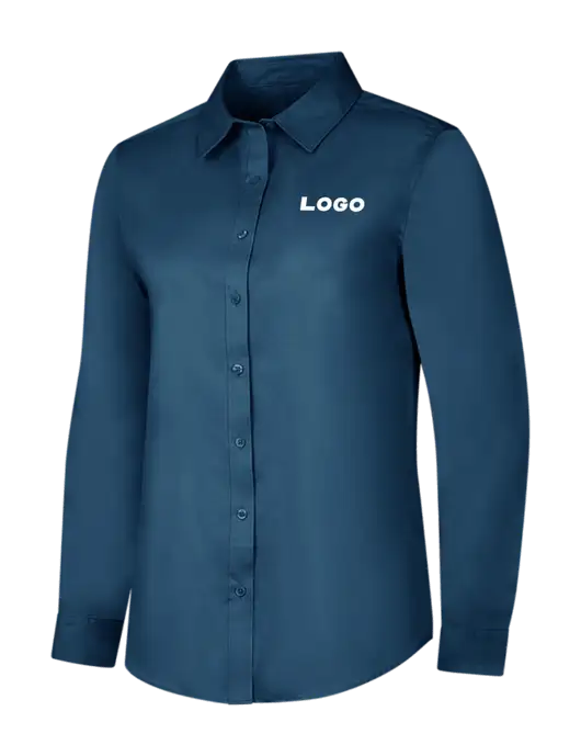 Light Navy Womens Long Sleeve Superpro React Twill Shirt w/Logo