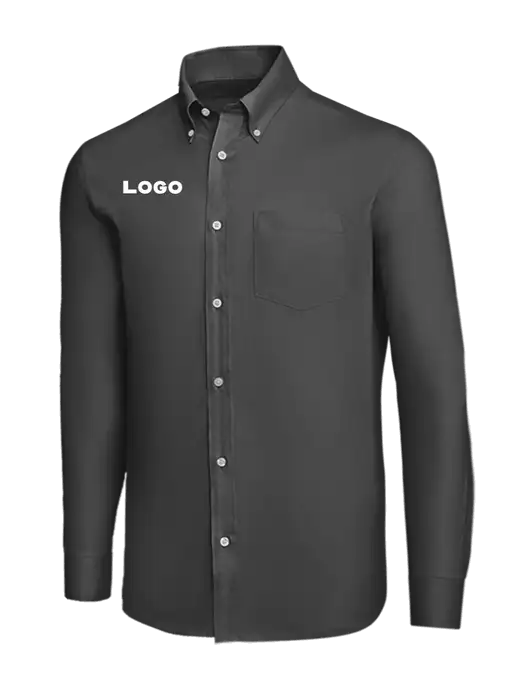 Brooks Brothers Dark Grey Wrinkle-Free Stretch Nailhead Shirt w/Logo