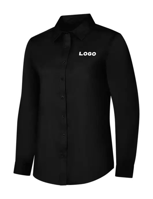 Womens Black Long Sleeve Superpro React Twill Shirt w/Logo