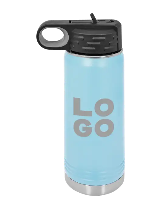 Polar Camel 20 oz Powder Coated Light Blue Vacuum Insulated Water Bottle w/Logo