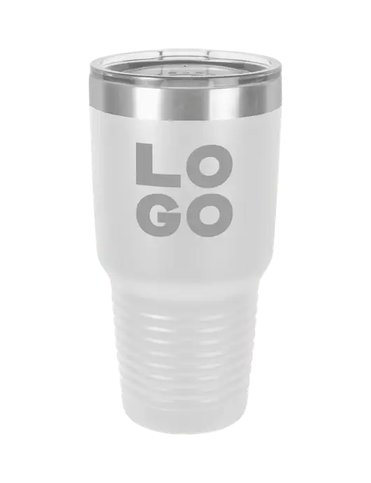 Polar Camel 30 oz Powder Coated White Vacuum Insulated Tumbler  w/Logo