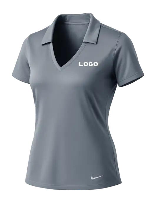 NIKE Medium Grey Womens Dri-Fit Vertical Mesh Polo w/Logo