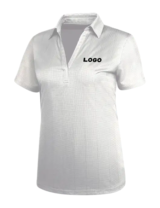 White Womens Performance Fine Jacquard Polo w/Logo