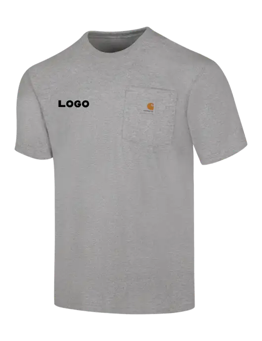 Carhartt Loose Fit Workwear Light Grey Heather Short Sleeve Pocket T-Shirt w/Logo