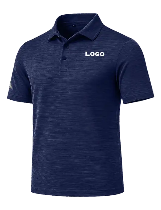 Adidas Navy Textured Stripe Polo w/Logo