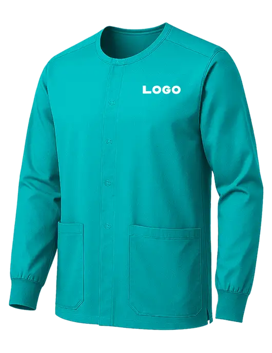 Wink Teal Blue Unisex WorkFlex Snap-Front Scrub Jacket w/Logo