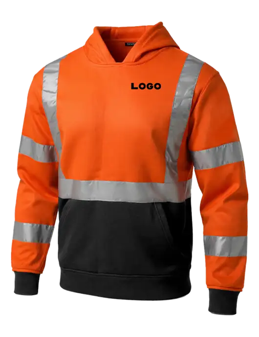 CornerStone Safety Orange ANSI 107 Class 3 Heavy Fleece Pullover Hoodie w/Logo