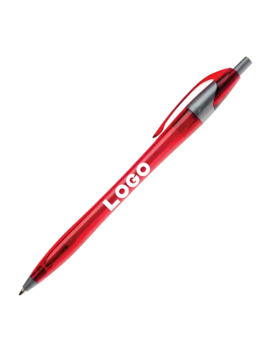 Novella Translucent Red/Silver Jewel Pen - Blue Ink w/Logo