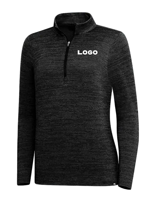 TravisMathew Black Womens Crestview 1/4 Zip w/Logo