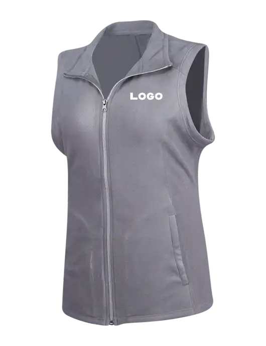 Medium Grey Womens Microfleece Vest w/Logo
