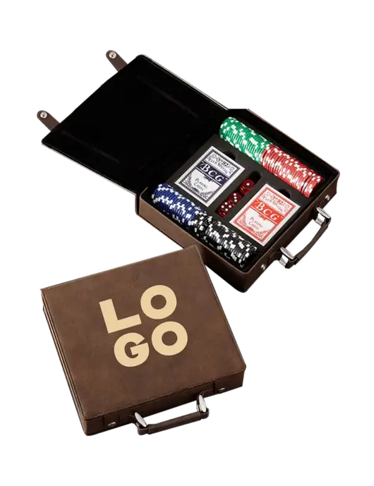 Rustic Leatherette 100 Chip Poker Set w/Logo